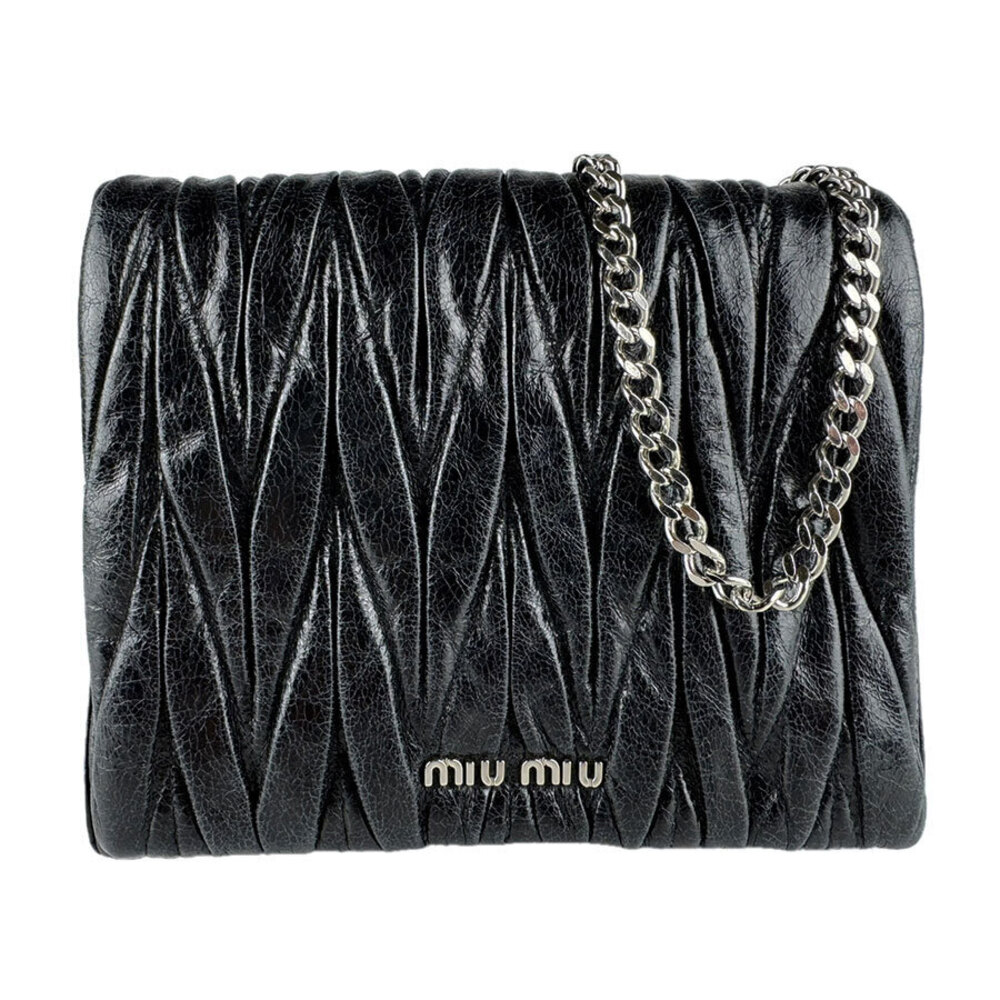 Miu Miu black matelasse leather Chain crossbody bag chevron quilted leather